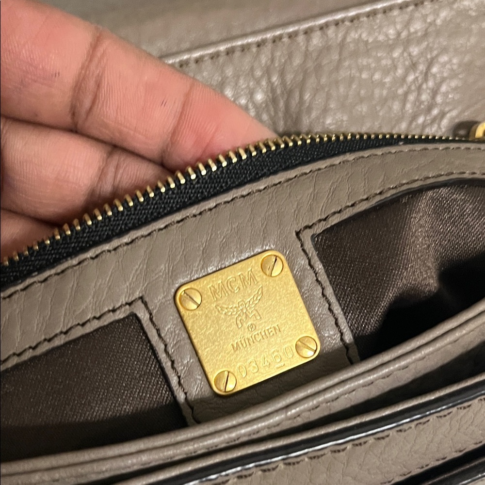 MCM Tricolor Leather Chain Shoulder Bag - Black, Taupe & Brown - Picture 8 of 13